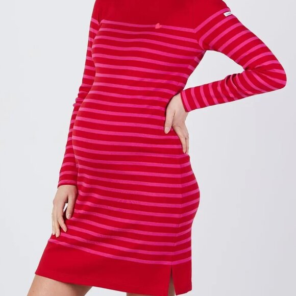Cache Coeur Maternity Dress Quimper - Armor Lux x Red/Fuschia ~ Small ~ NWT - Picture 3 of 11